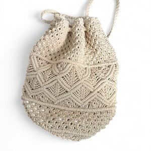 🆕 Urban Outfitters Macrame Knit Woven Off White Bag Backpack NWT